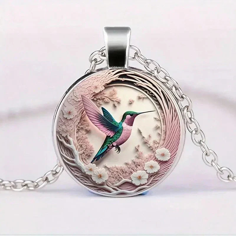 Collier pendentif dôme en verre Colibri