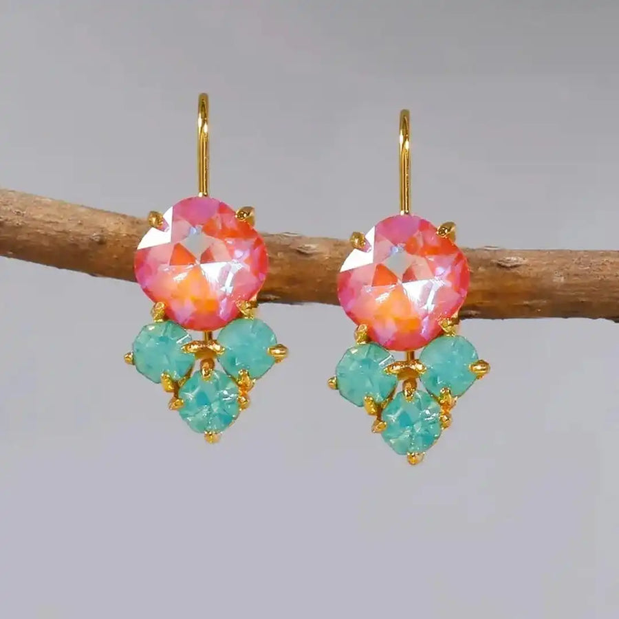 Brincos Zircónia Arco-Íris Dourados