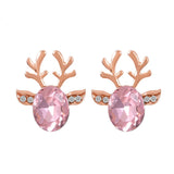 Boucles d'oreilles clous en cristal renne festif