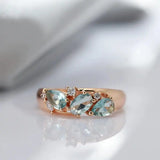 Anel Zircónia Azul Ouro Rosa