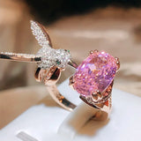 Bague ajustable Colibri en pierre précieuse – Zircon, plaqué or 14 carats