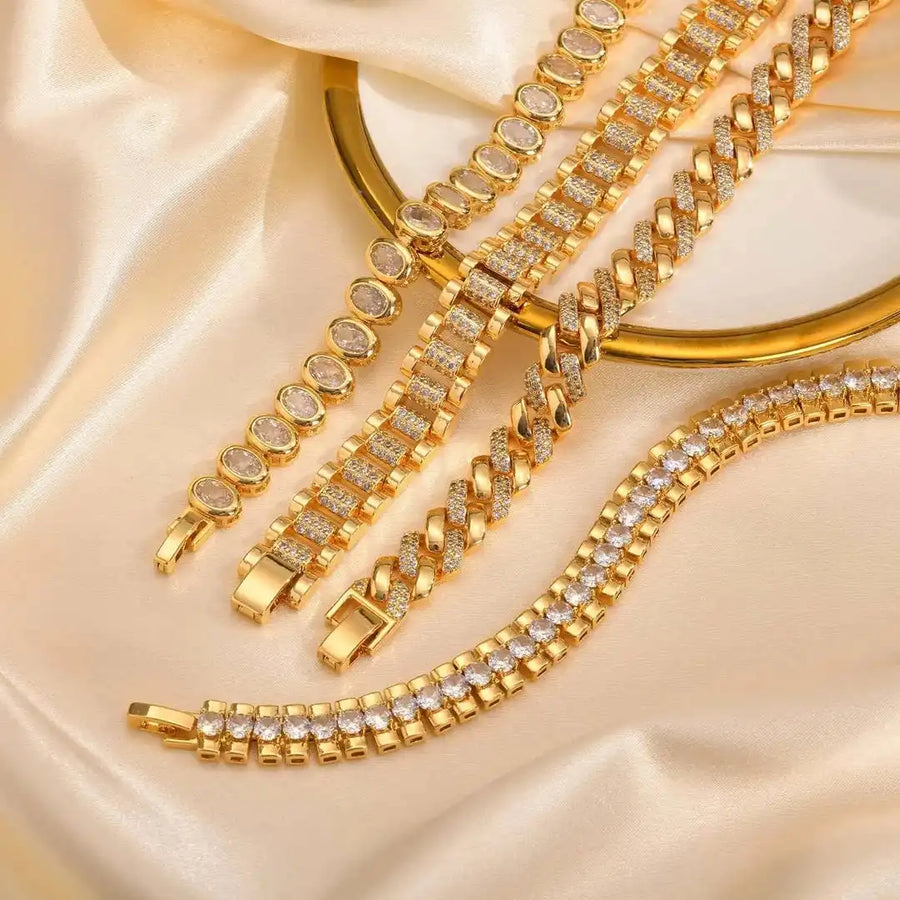 Conjunto de Pulseiras Ajustáveis com Zircónias