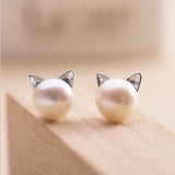 Boucles d’oreilles Chat et perle