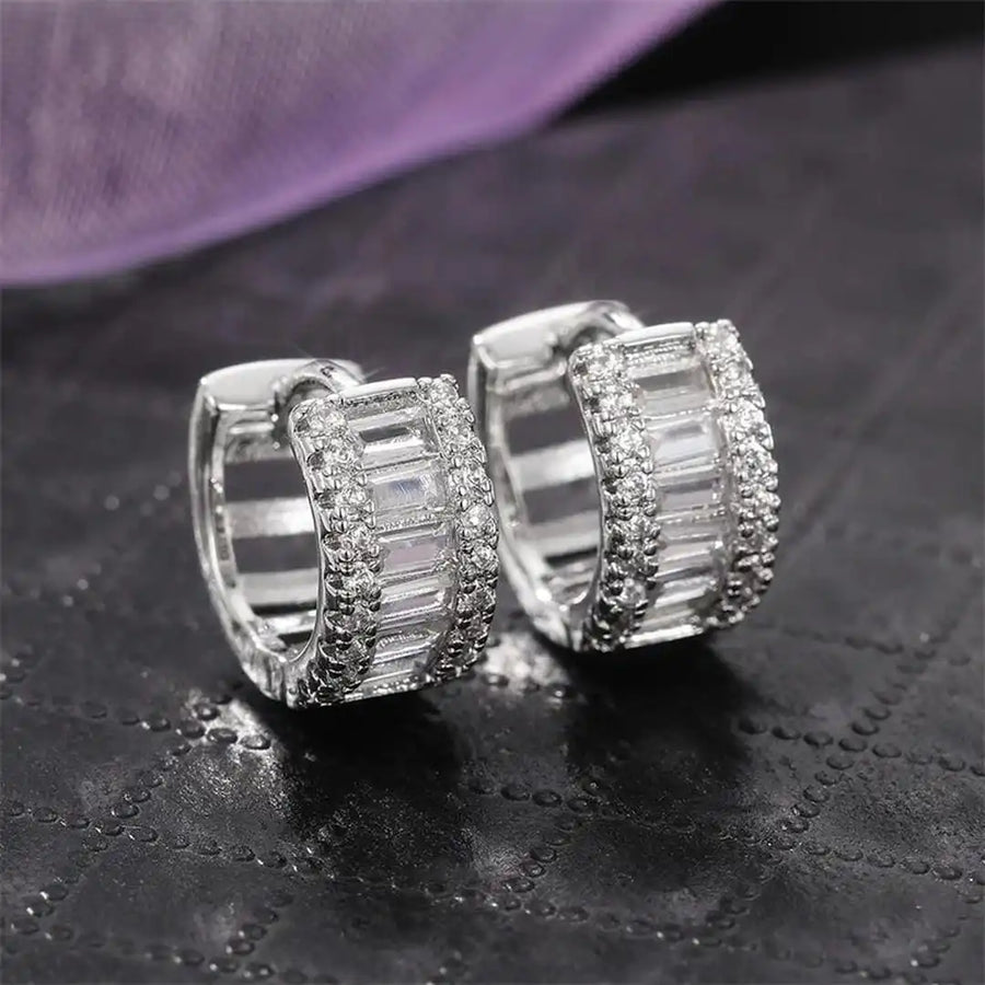 Brincos Mini Argola Zircónias Baguete