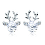 Boucles d'oreilles clous en cristal renne festif