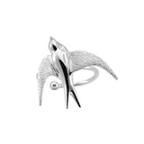 Magnifiques boucles d'oreilles clip hirondelle argentée
