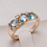 Anel Zircónia Azul Ouro Rosa