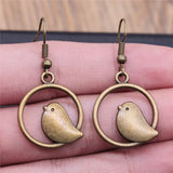 Brincos Pendentes Berloque Pássaro Vintage — Joias Boho Feitas à Mão