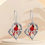 Boucles d'oreilles commémoratives Cardinal – « Quand les cardinaux apparaissent, les anges sont près » Design Cœur pendant