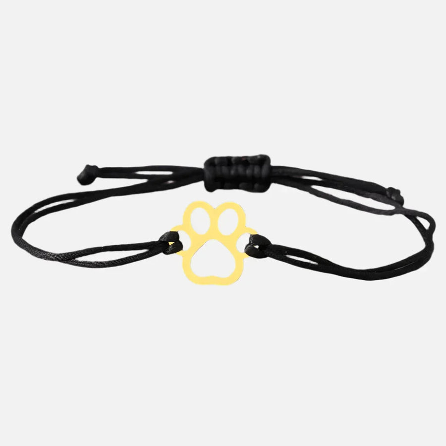 Bracelet Cordon Empreinte de Patte – Design Ajustable Noir et Rouge