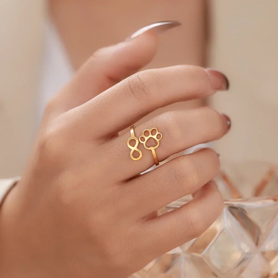 Bague Patte Infinie Ajustable – Acier Inoxydable
