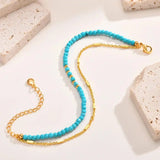 Pulseira Dupla Corrente Turquesa