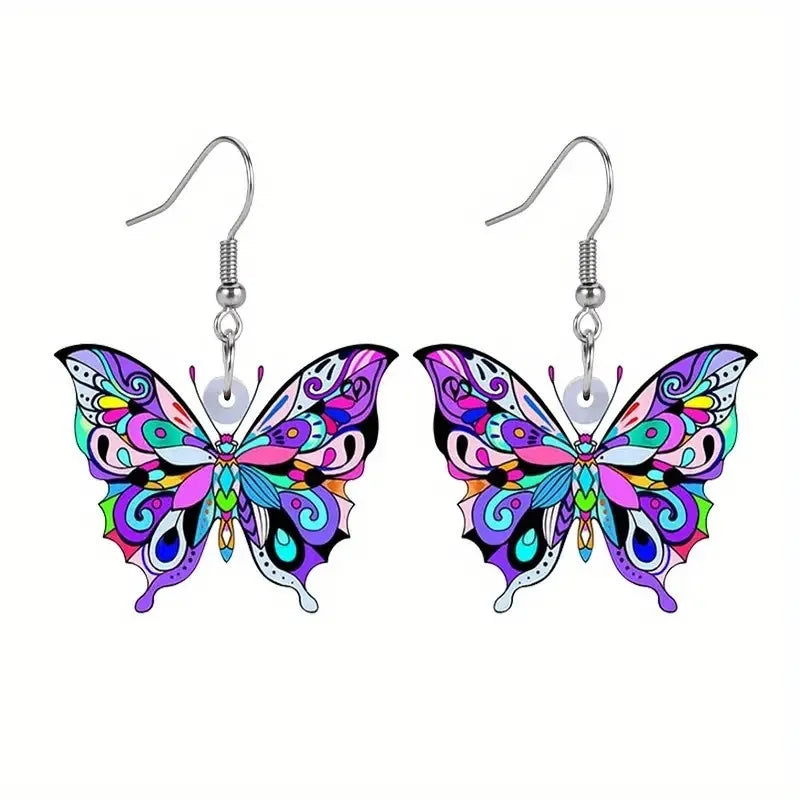Boucles d'oreilles papillon colorées pour femme