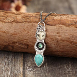 Collier barre Sagesse hibou turquoise