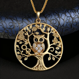 Collier Hibou doré – Arbre de vie