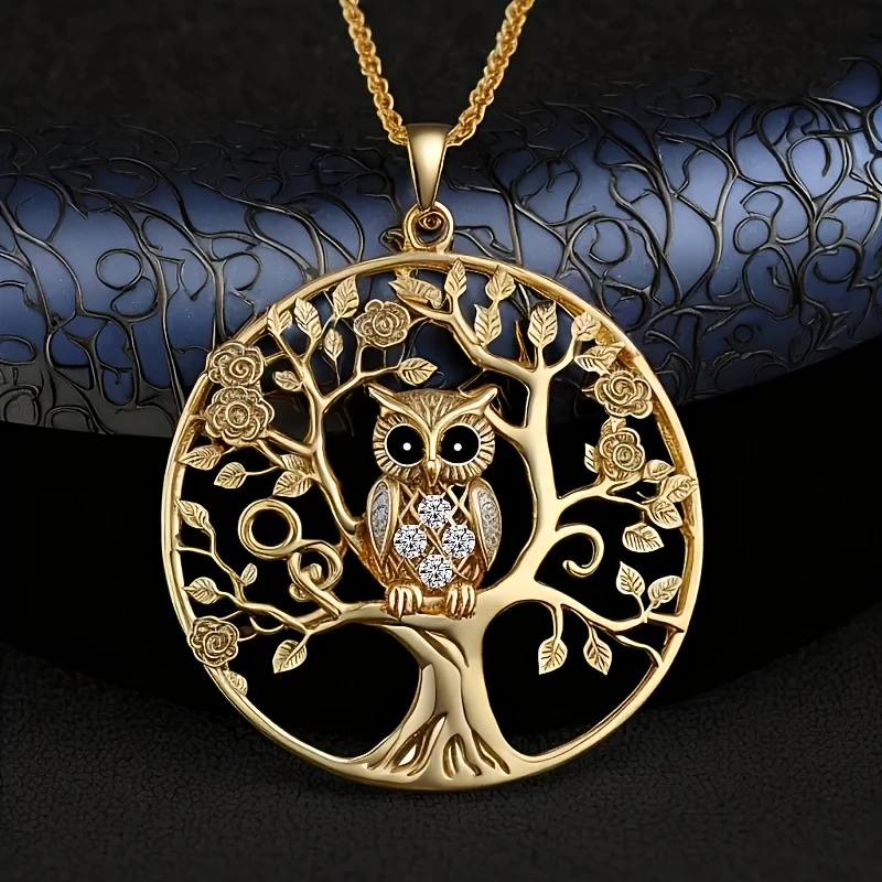 Collier Hibou doré – Arbre de vie