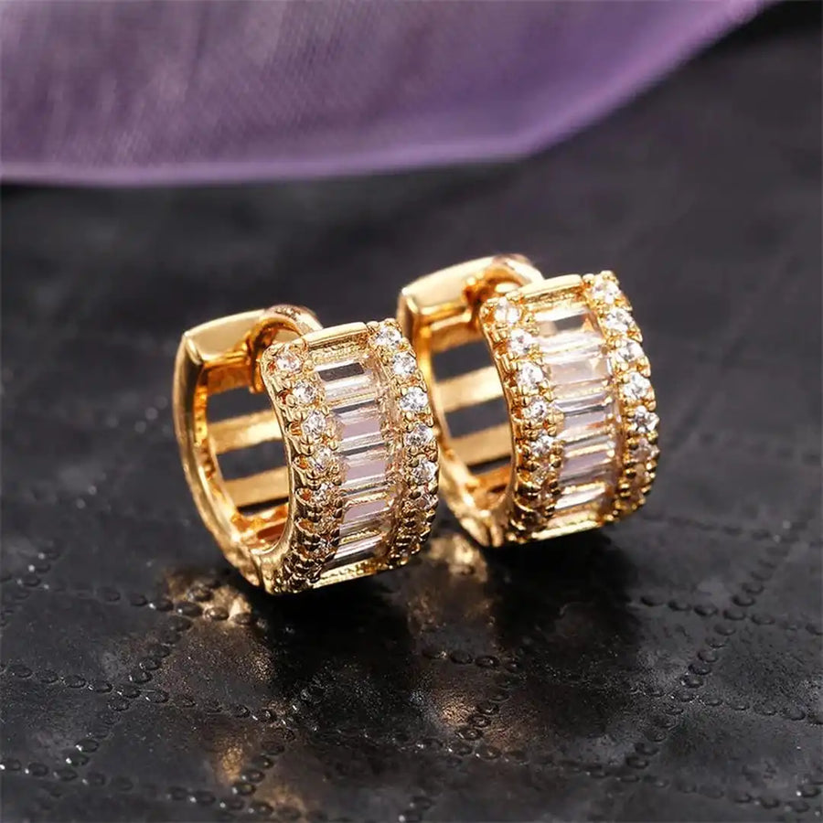 Brincos Mini Argola Zircónias Baguete