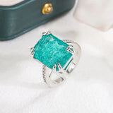 Anel Moissanite Azul-Esverdeado