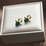 Boucles d'oreilles clous en cristal renne festif