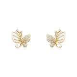 Boucles d'oreilles clous papillon élégantes en zircon