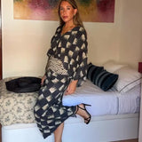 Vanessa | Vestido Maxi com Estampado Monocromático