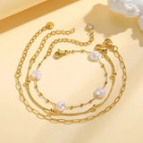 Conjunto de Pulseiras Finas com Pérolas