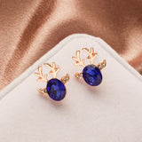 Boucles d'oreilles clous en cristal renne festif