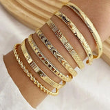 Conjunto de Pulseiras Rígidas Abertas Dourado