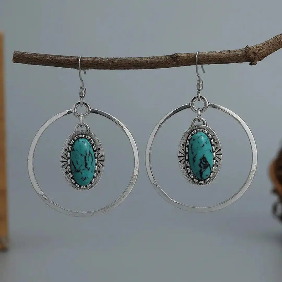 Brincos Pendentes Turquesa Prateados