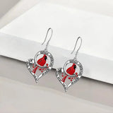 Boucles d'oreilles commémoratives Cardinal – « Quand les cardinaux apparaissent, les anges sont près » Design Cœur pendant
