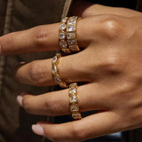 Conjunto de Anéis Zircónias Baguete