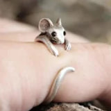 Adorable bague enroulée en forme de souris – Bijou vintage ajustable