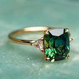 Anel Cristal Verde Esmeralda Quadrado