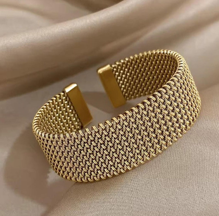 Pulseira Aberta Malha Trançada