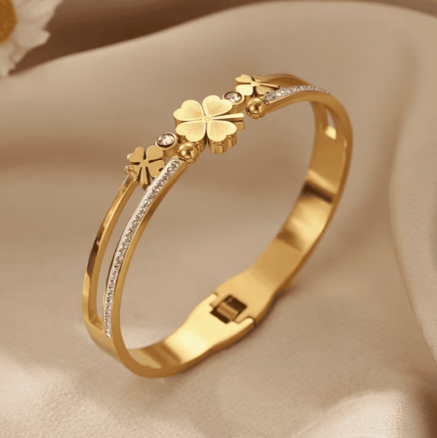 Pulseira Rígida Flor Dourada