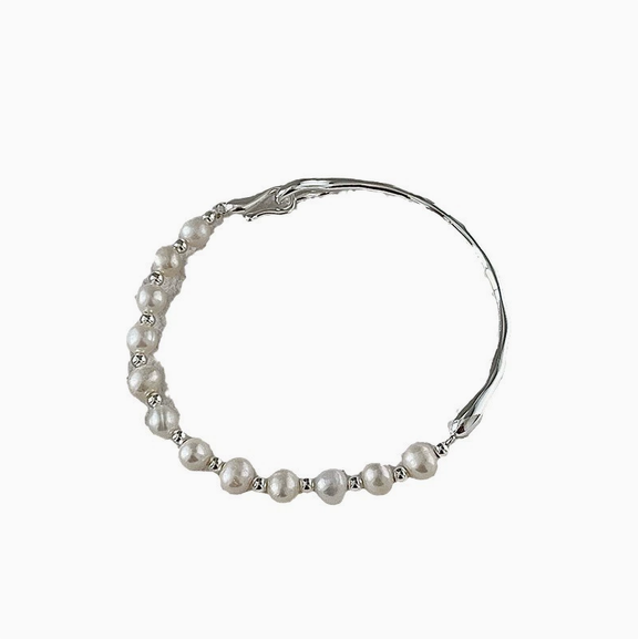 Pulseira Rígida com Madrepérola e Pérola