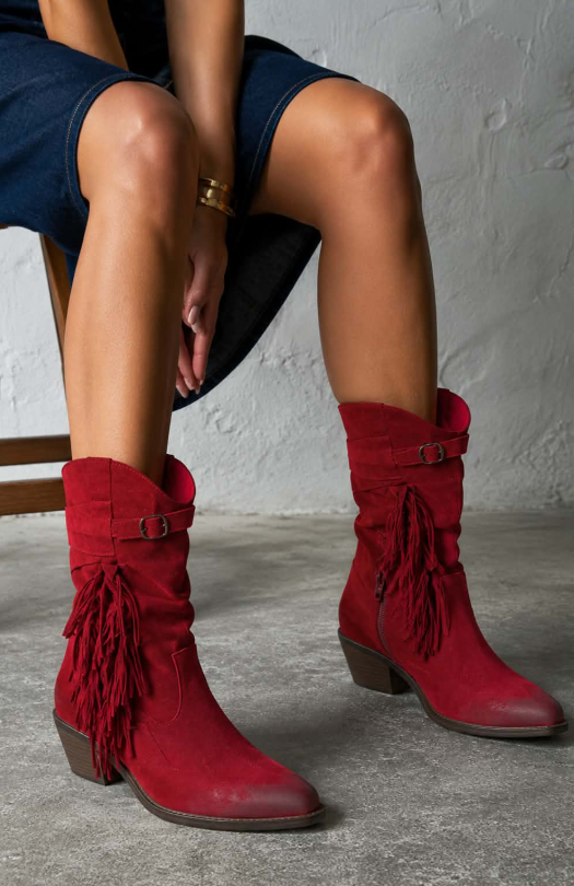 Hortênsia | Botins Western Bordô