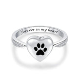 Bague Urne Patte et Cœur – Bijou Funéraire pour Animal de Compagnie