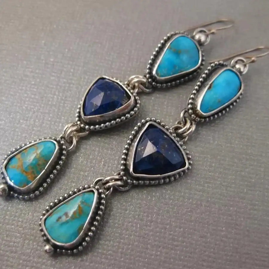 Brincos Pendentes Turquesa Boémios