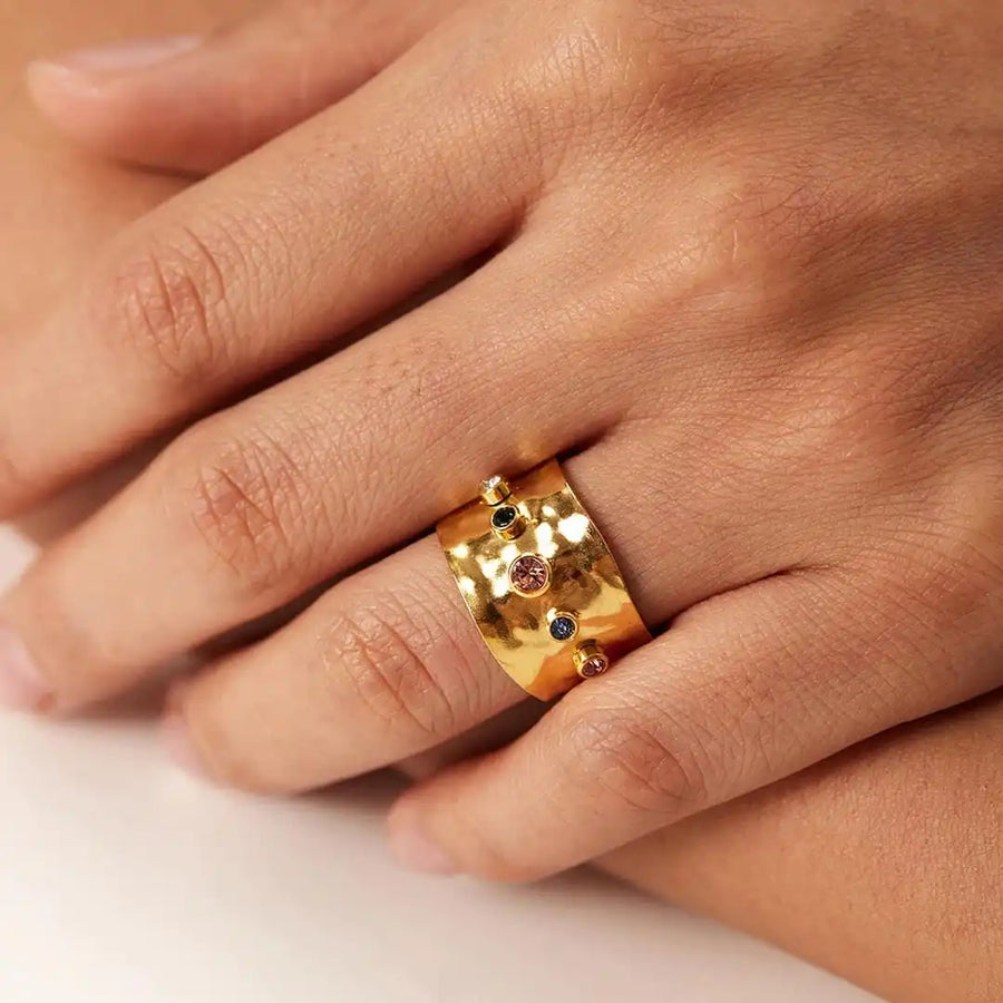 Anel Zircónia Dourado