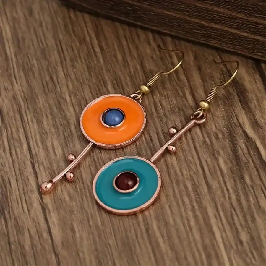 Brincos Pedra em Bronze Antigo