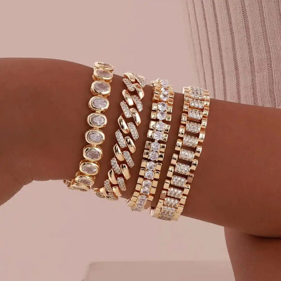 Conjunto de Pulseiras Ajustáveis com Zircónias