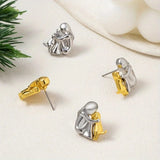 Boucles d'oreilles créoles bicolores argent et or