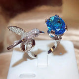 Bague ajustable Colibri en pierre précieuse – Zircon, plaqué or 14 carats