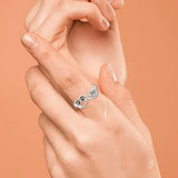 Bague patte en oxyde de zirconium avec motif cœur et infini