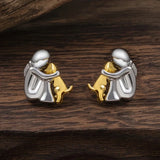 Boucles d'oreilles créoles bicolores argent et or