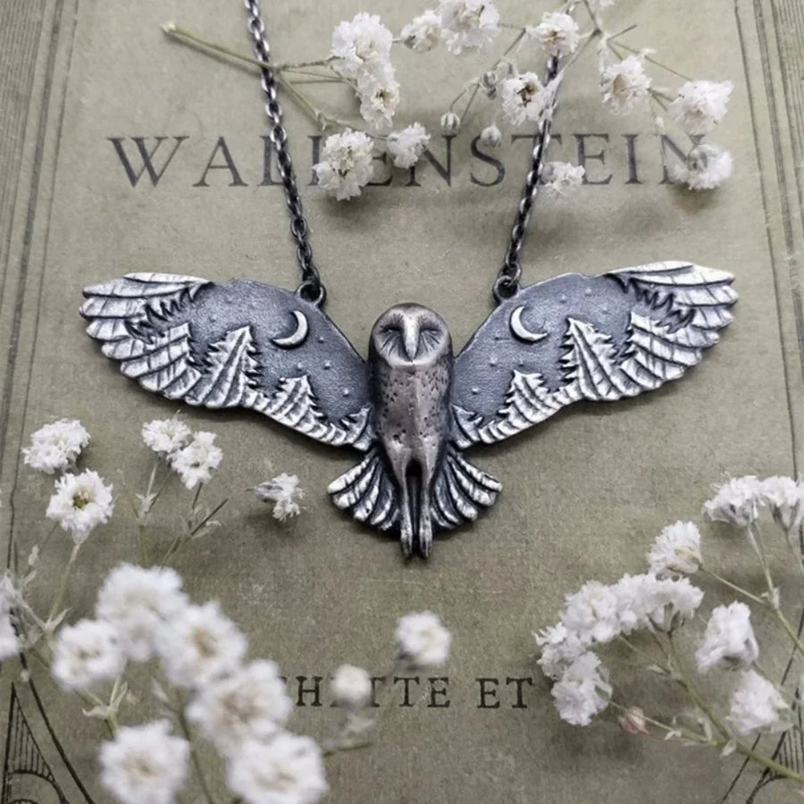 Collier Chouette Lune Vintage
