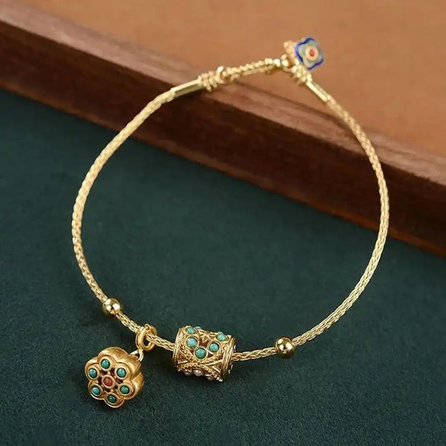 Pulseira Flor de Lótus Turquesa