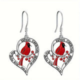 Boucles d'oreilles commémoratives Cardinal – « Quand les cardinaux apparaissent, les anges sont près » Design Cœur pendant