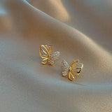 Boucles d'oreilles clous papillon élégantes en zircon